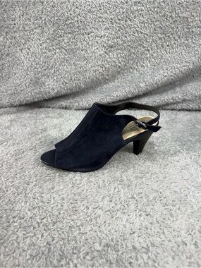 Alfani Womens Jalenne Navy Blue Suede Peep Toe Casual Ankle 9.5M
